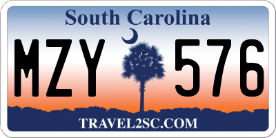 SC license plate MZY576