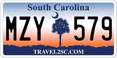 SC license plate MZY579