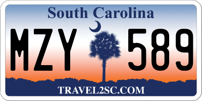 SC license plate MZY589