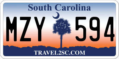 SC license plate MZY594