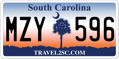 SC license plate MZY596