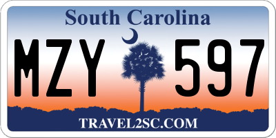 SC license plate MZY597