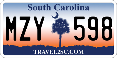 SC license plate MZY598