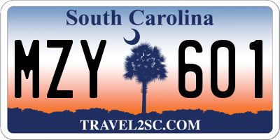 SC license plate MZY601