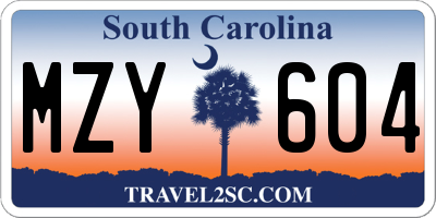 SC license plate MZY604