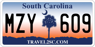 SC license plate MZY609