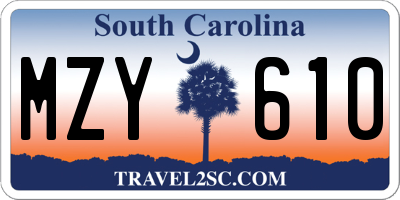 SC license plate MZY610