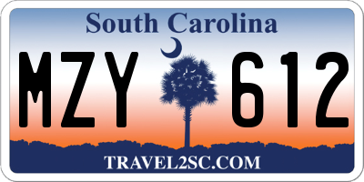 SC license plate MZY612