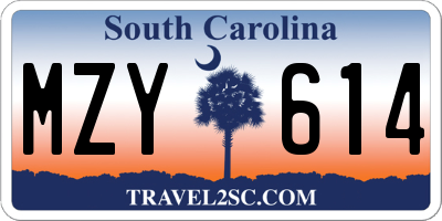 SC license plate MZY614