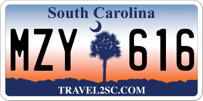 SC license plate MZY616