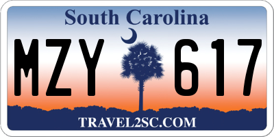 SC license plate MZY617