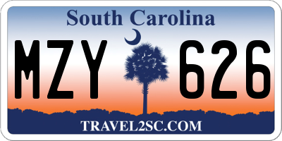 SC license plate MZY626