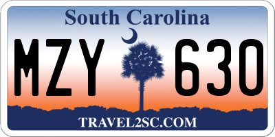SC license plate MZY630