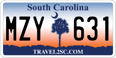 SC license plate MZY631