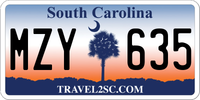 SC license plate MZY635