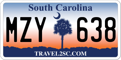 SC license plate MZY638