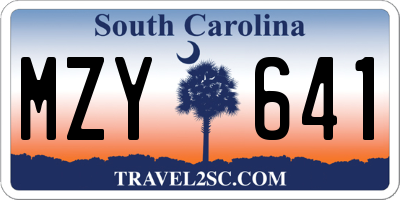 SC license plate MZY641