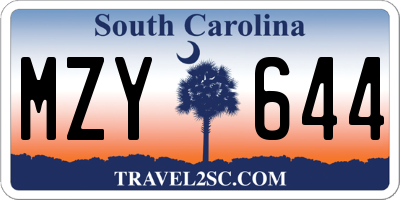 SC license plate MZY644
