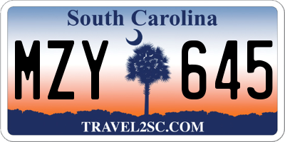 SC license plate MZY645