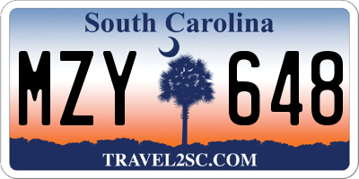 SC license plate MZY648