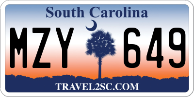 SC license plate MZY649