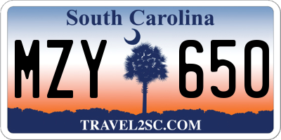 SC license plate MZY650