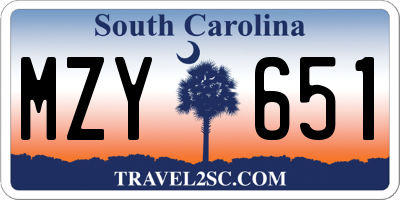 SC license plate MZY651