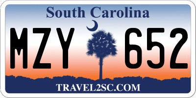 SC license plate MZY652