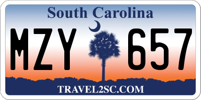 SC license plate MZY657