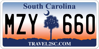 SC license plate MZY660