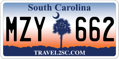 SC license plate MZY662