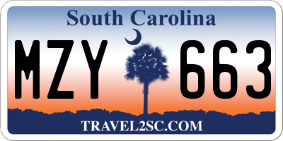 SC license plate MZY663