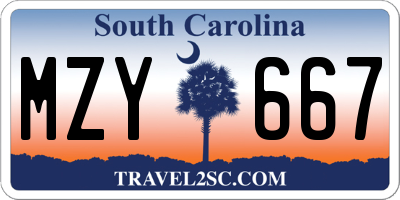 SC license plate MZY667