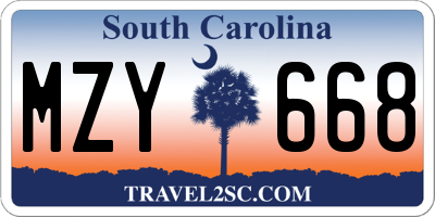 SC license plate MZY668