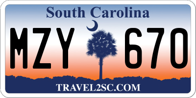 SC license plate MZY670