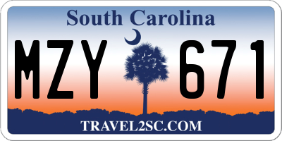 SC license plate MZY671