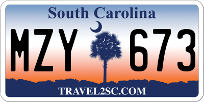 SC license plate MZY673