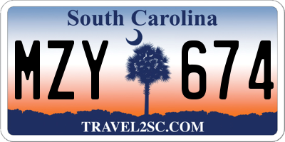 SC license plate MZY674