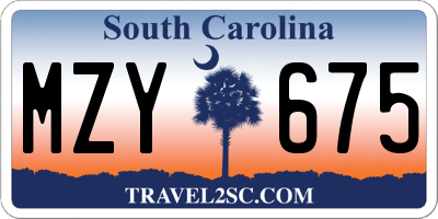 SC license plate MZY675