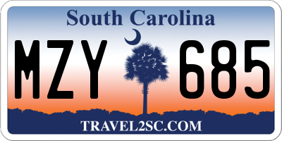 SC license plate MZY685