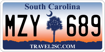SC license plate MZY689