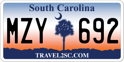 SC license plate MZY692