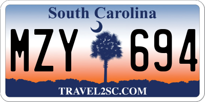 SC license plate MZY694