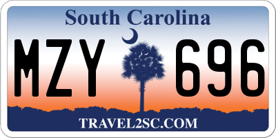 SC license plate MZY696