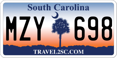 SC license plate MZY698