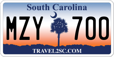 SC license plate MZY700