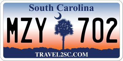 SC license plate MZY702