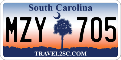 SC license plate MZY705