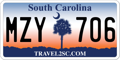 SC license plate MZY706