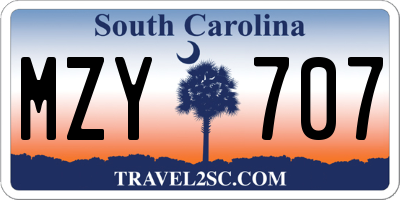 SC license plate MZY707